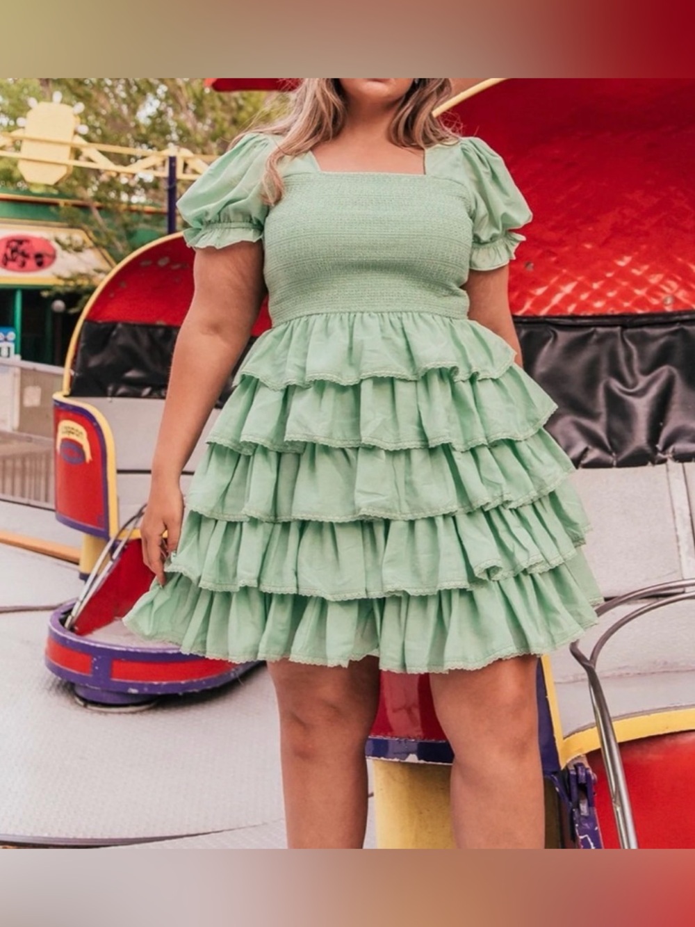 JessaKae Puff Sleeve Tiered Ruffle Dress. Size 2X